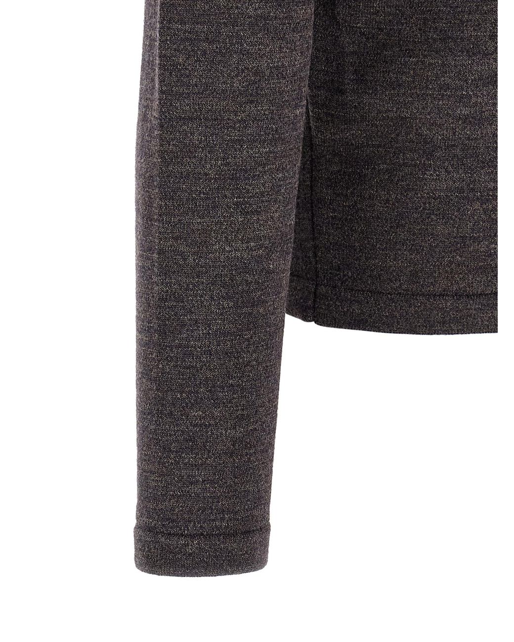 Lemaire Gray Mouliné Wool Polo Shirt for men