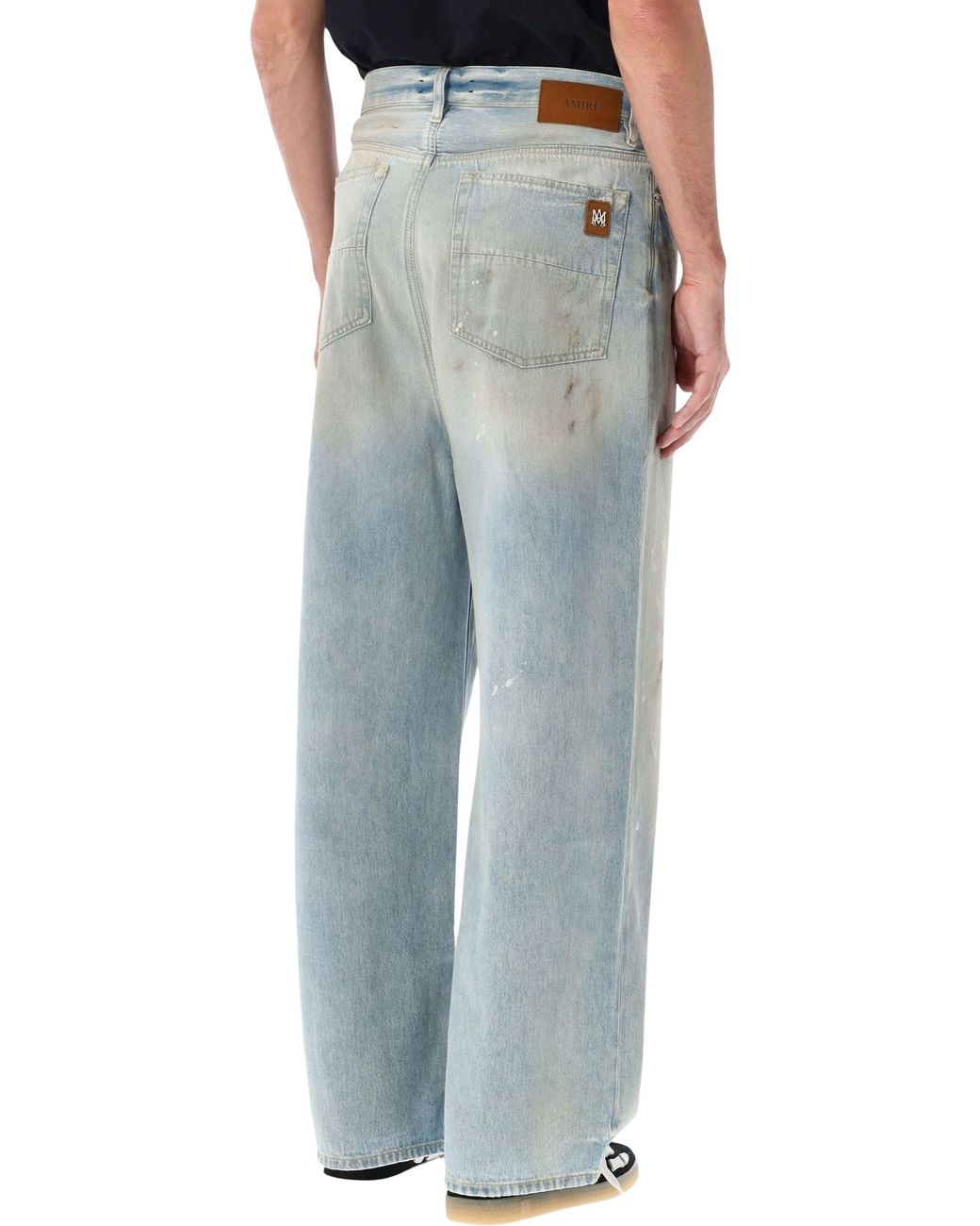 Amiri Blue Distressed Wide-Leg Jeans for men