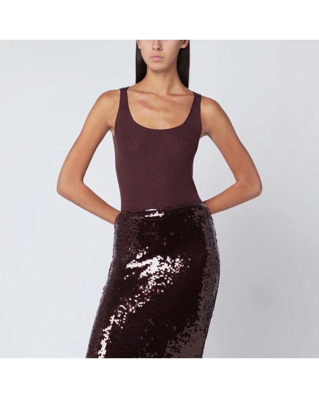 Roberto Collina Purple Eggplant-Coloured Wool Tank Top