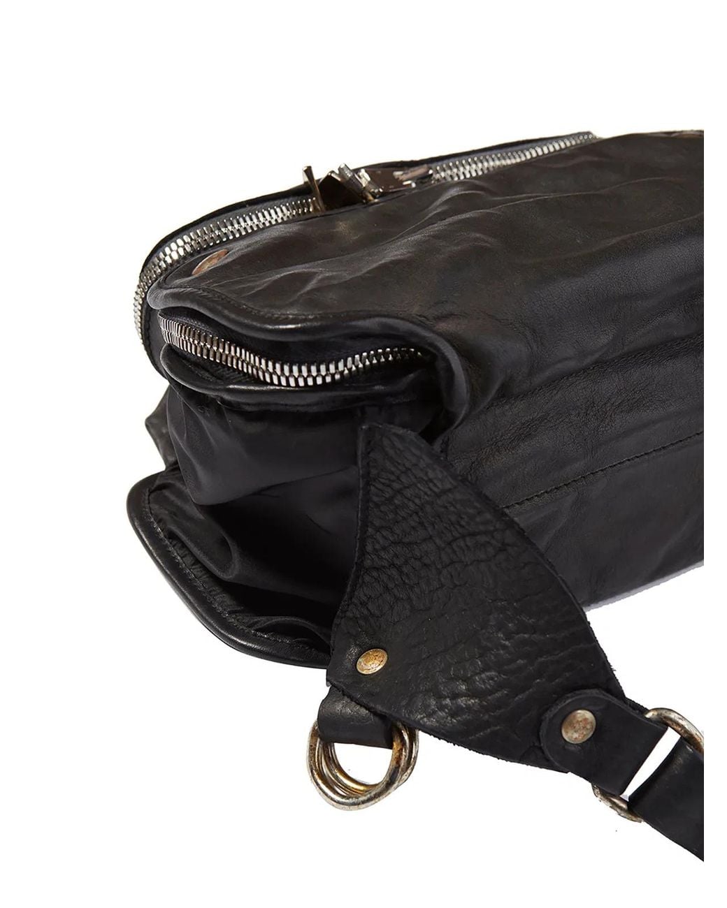 Guidi Black Leather And Nylon Pouch for men