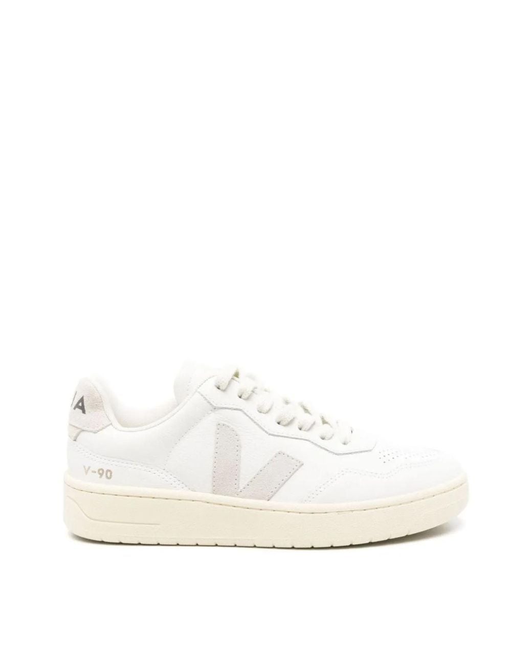 Veja White V-90 O. T. Perforated Leather Sneakers