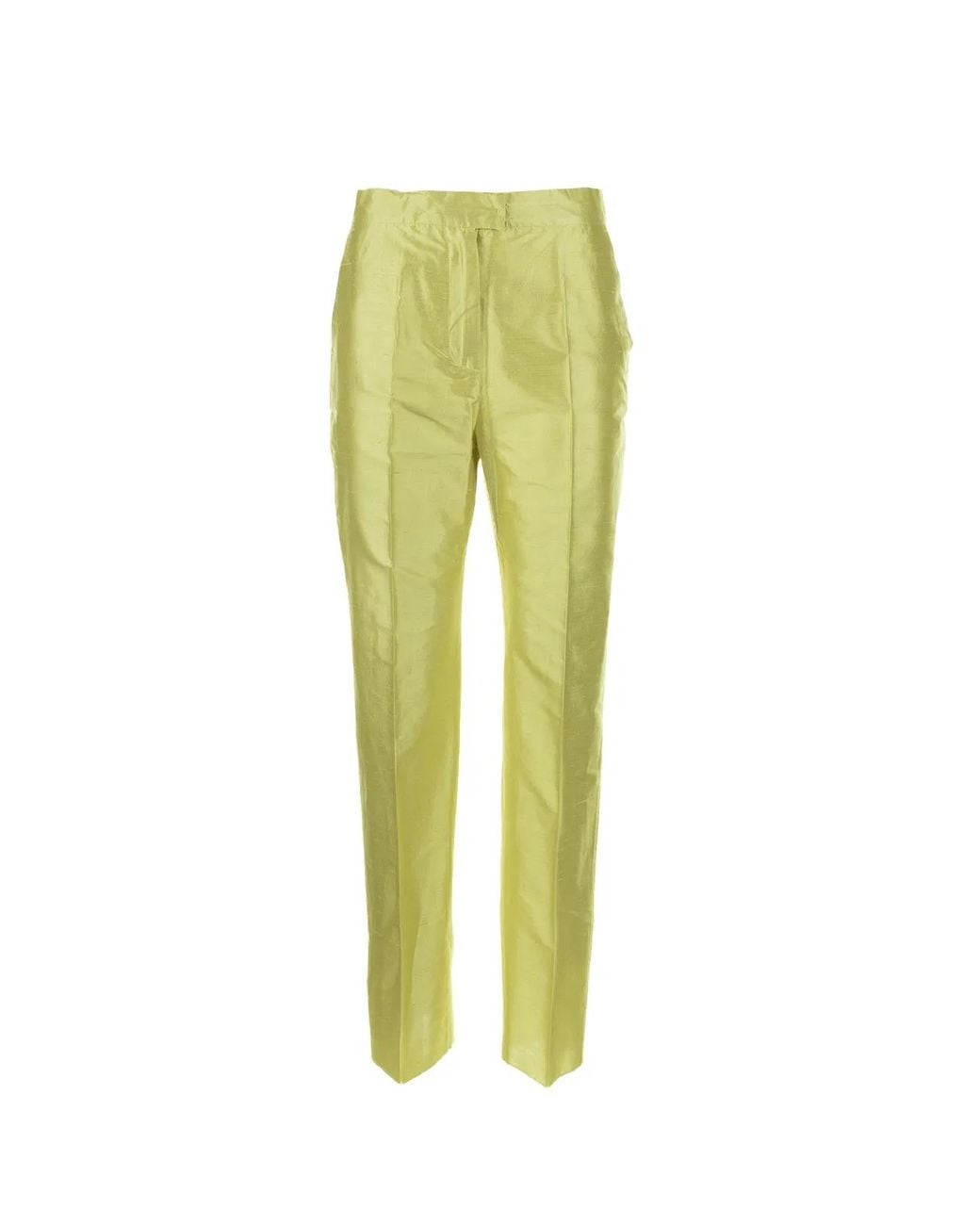 Max Mara Yellow Citron Silk Trousers