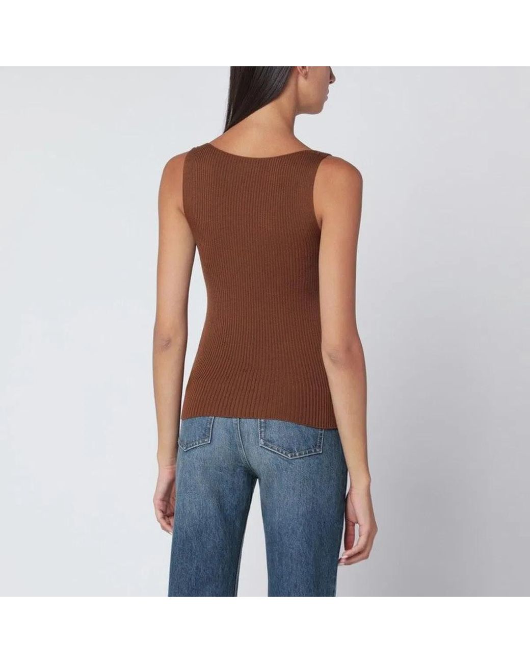 Roberto Collina Blue Tobacco-Coloured Wool Tank Top