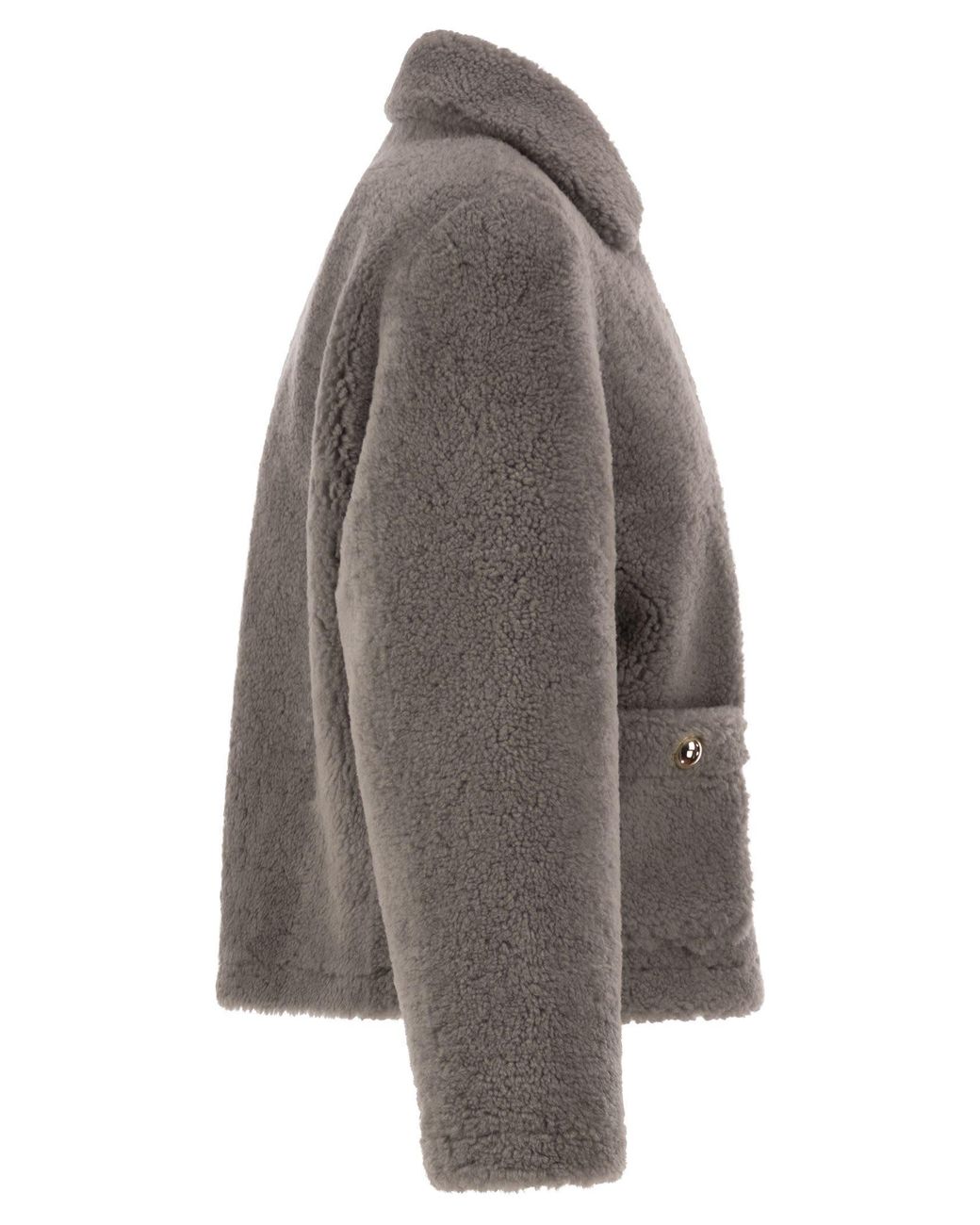 Fay Brown Shearling Jacket With Hook Fastenings By