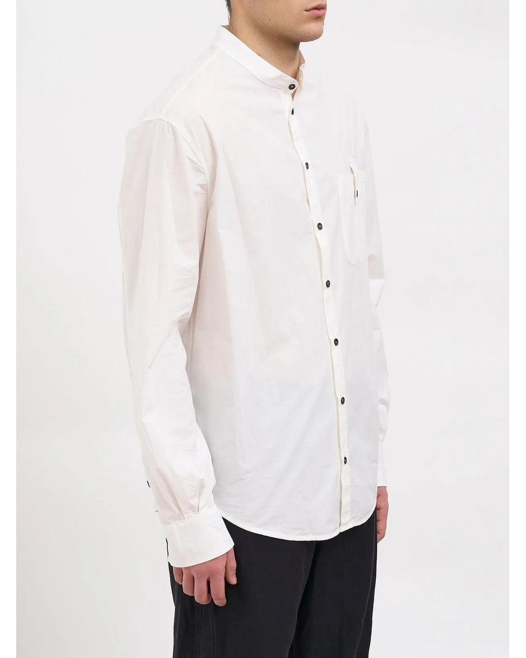 Andrea Ya'aqov White Cotton Mockneck Shirt for men