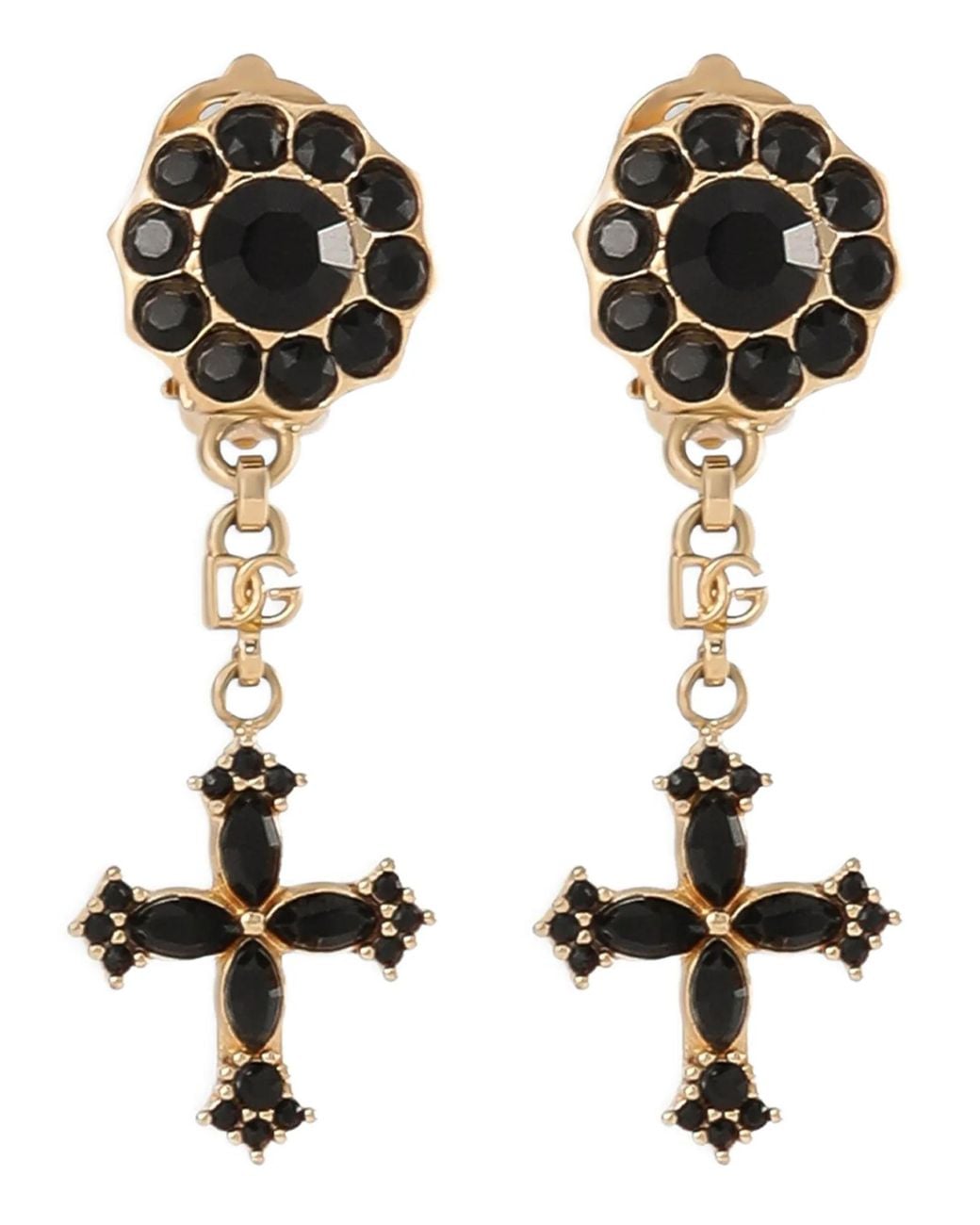 Dolce & Gabbana Black Dolce & Gabbana Cross Pendant Earrings