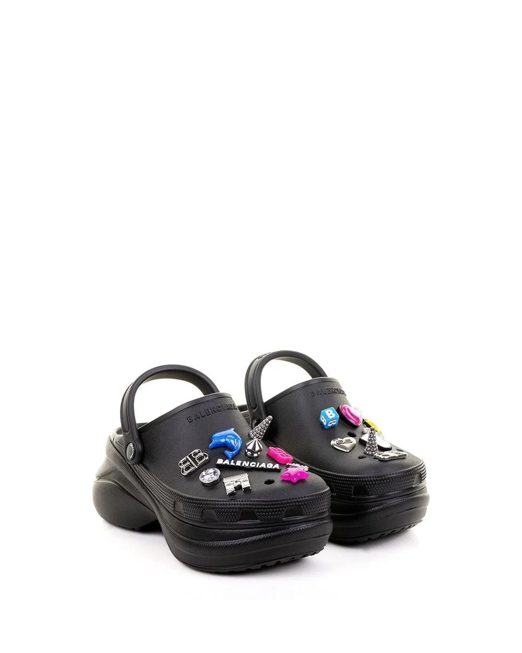Balenciaga Black X Crocs Jibbitz Platform Mules