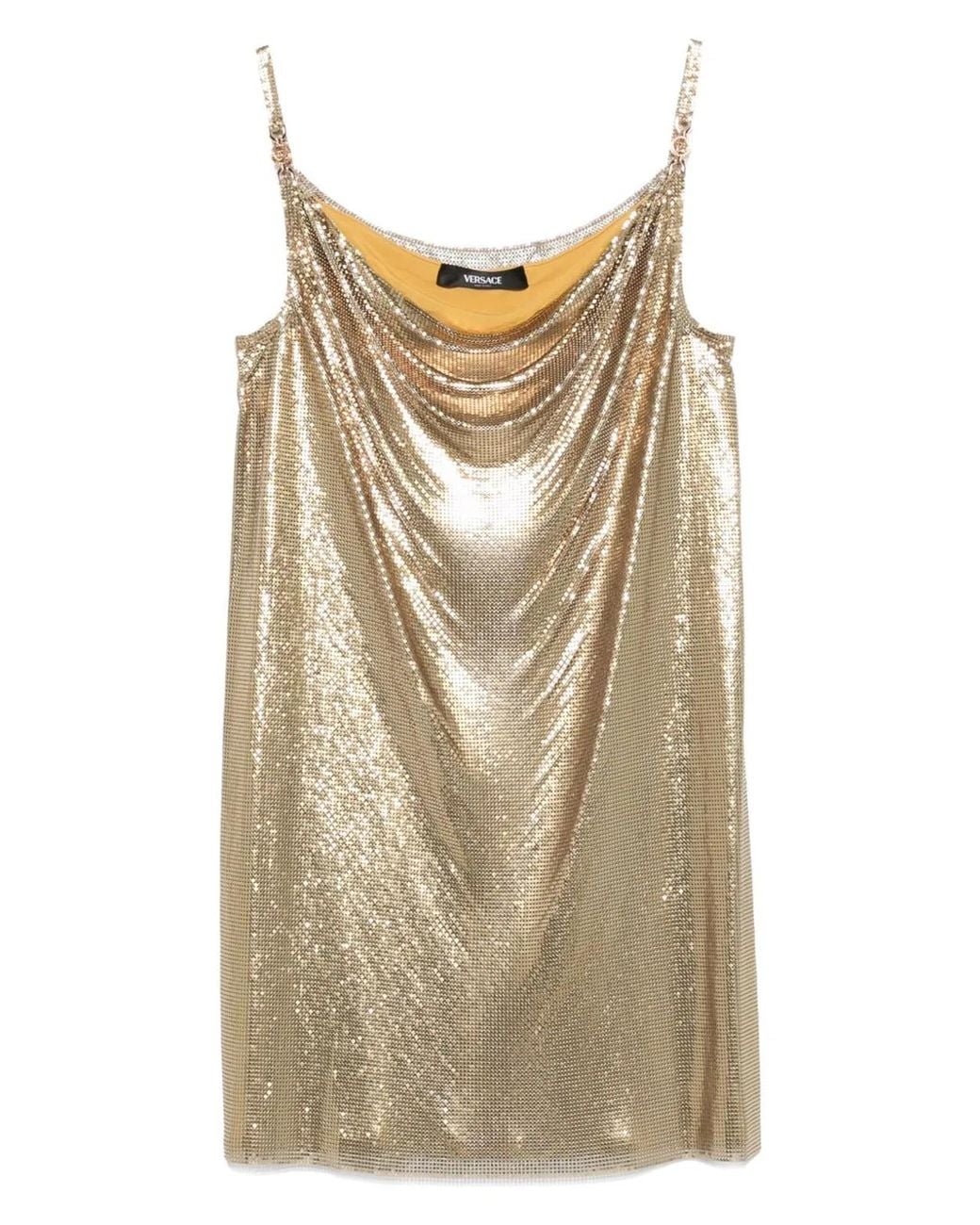 Versace Metallic Metal Knit Mini Dress