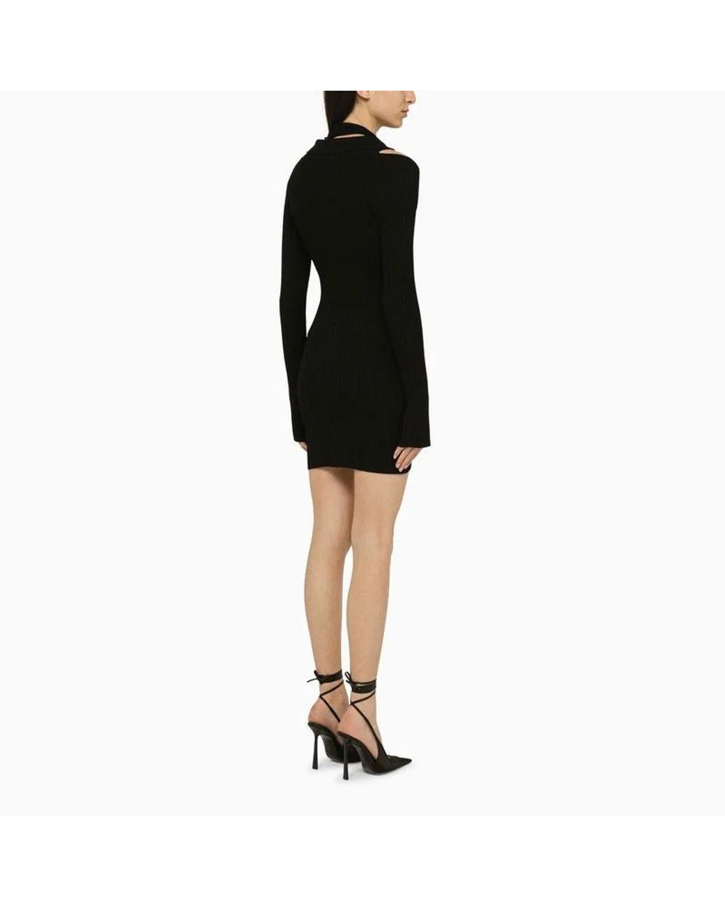 ANDREADAMO Black Andreadamo Ribbed Mini Dress With Cut-Out
