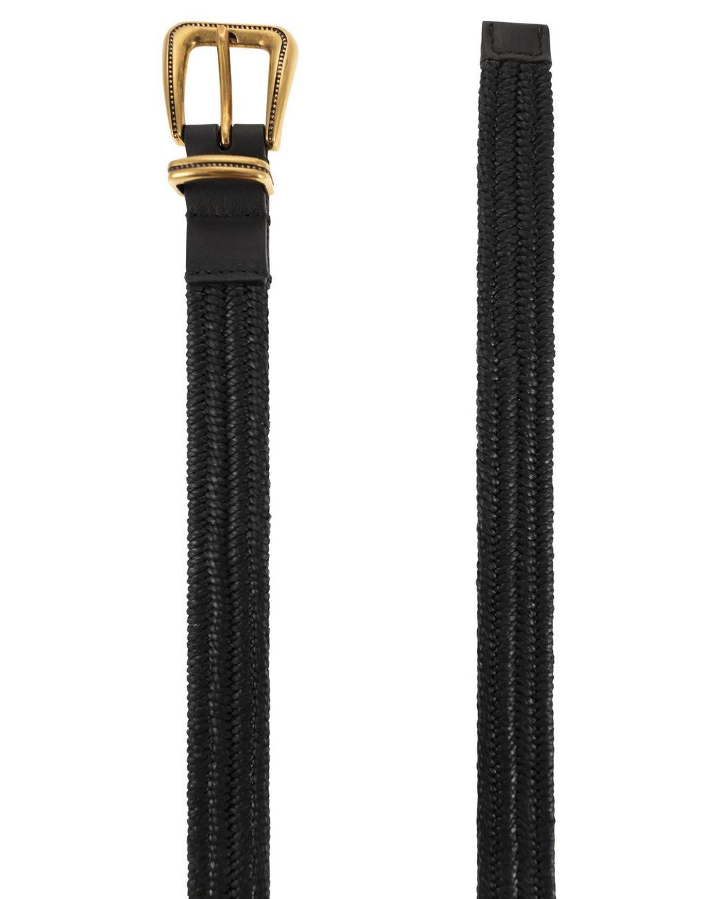 Brunello Cucinelli White Rustic Woven Linen Belt