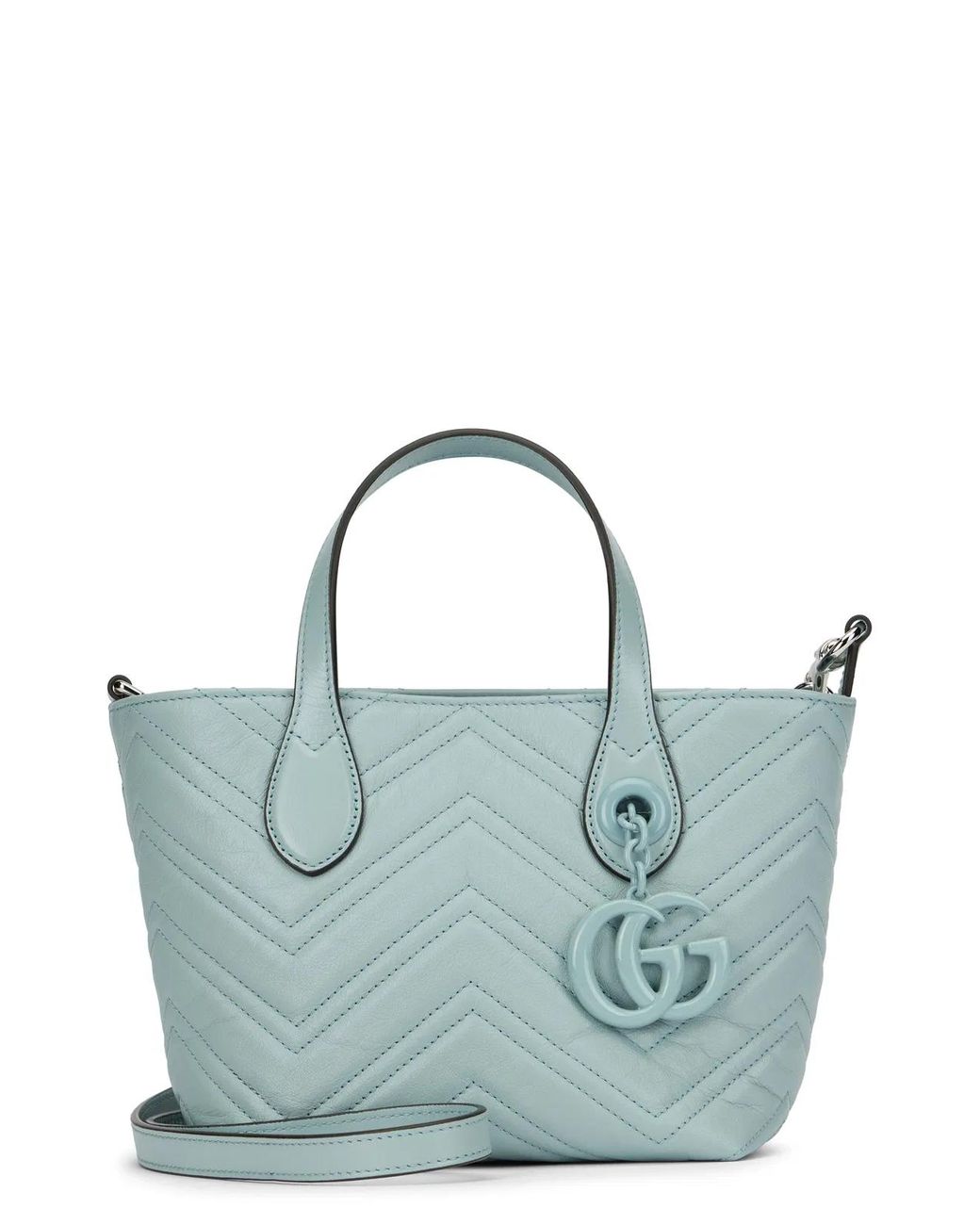 Gucci Blue Pastel Light Leather Small Gg Marmont Handbag