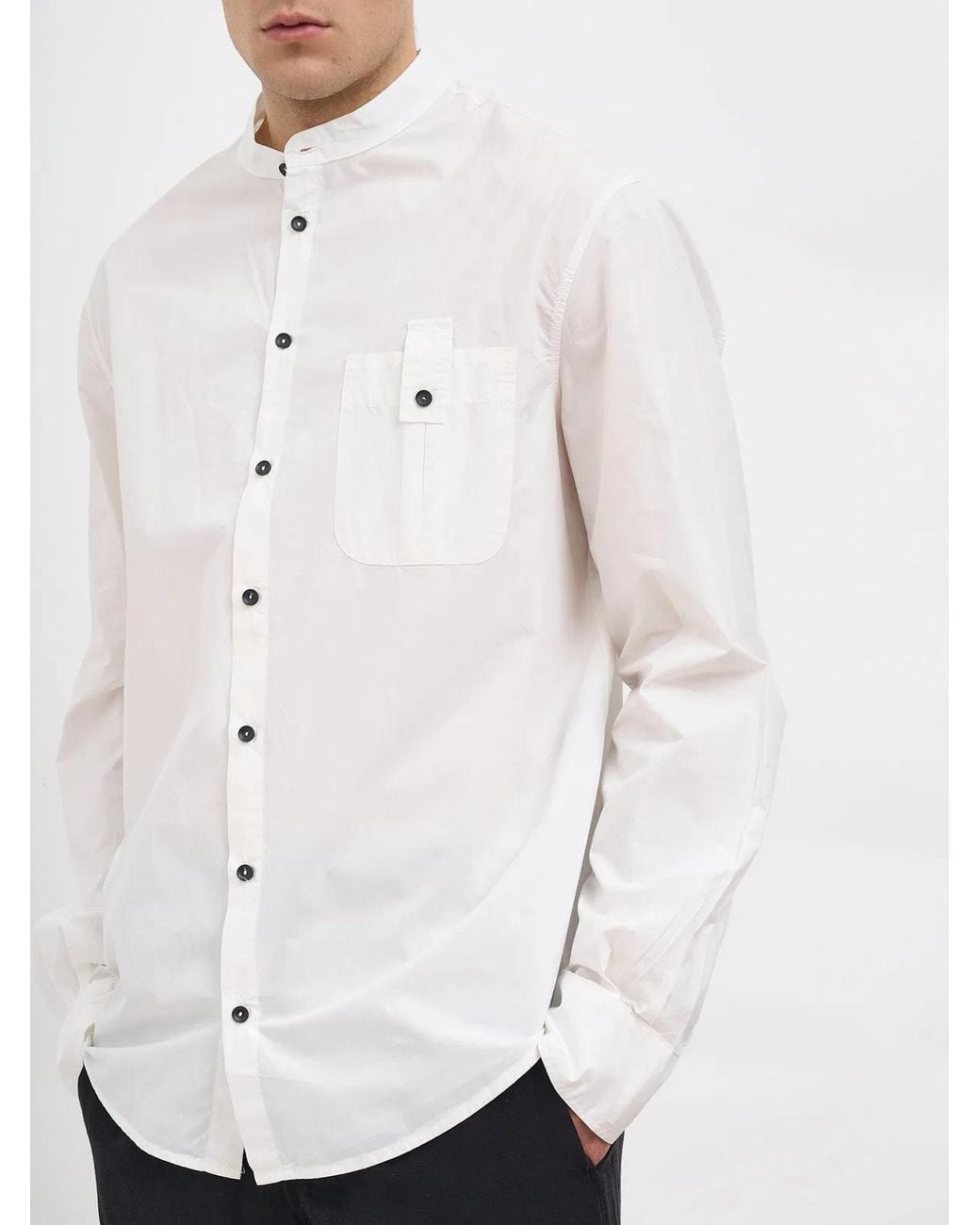 Andrea Ya'aqov White Cotton Mockneck Shirt for men