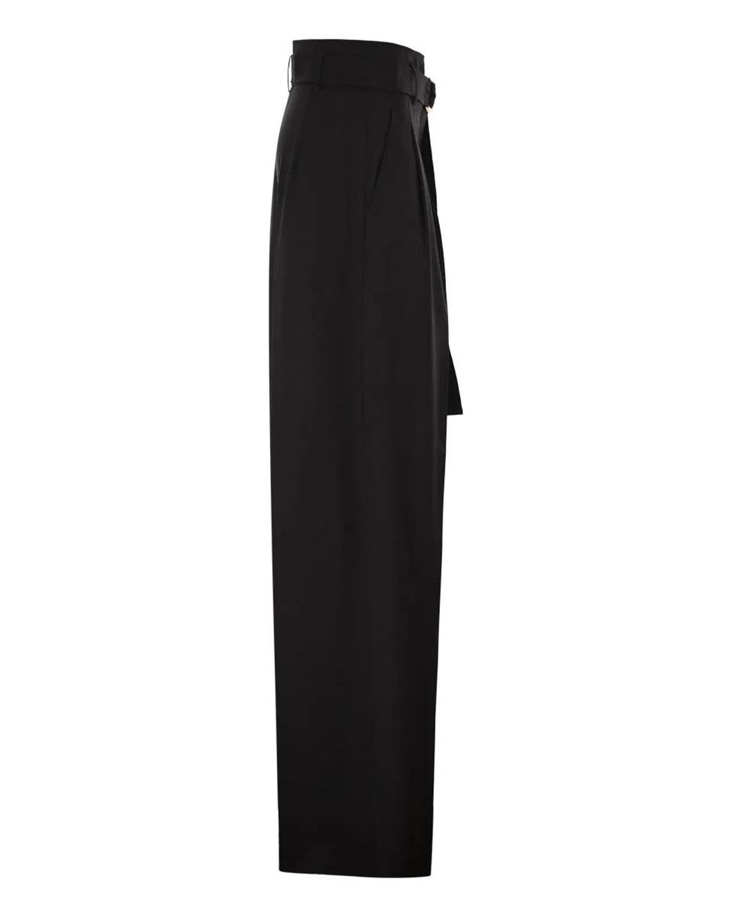 Max Mara Black Mstserio – Wide-Leg Pure Wool Trousers With Belt