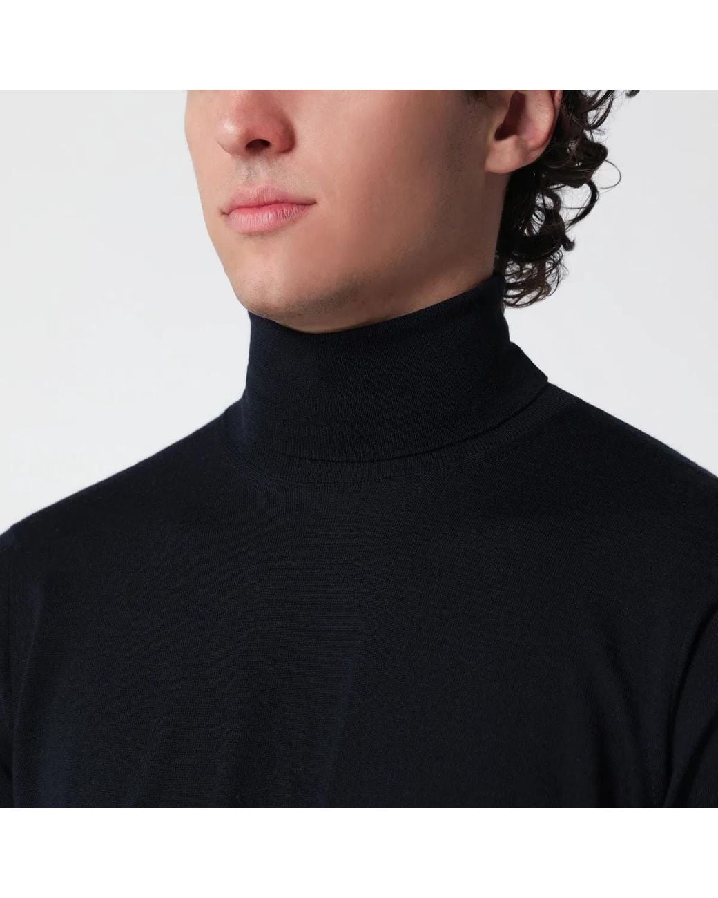Drumohr Black Wool Turtleneck Sweater for men