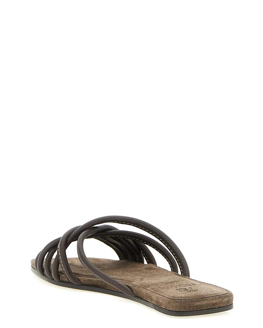 Brunello Cucinelli Black Lamb Leather Slides Shoe