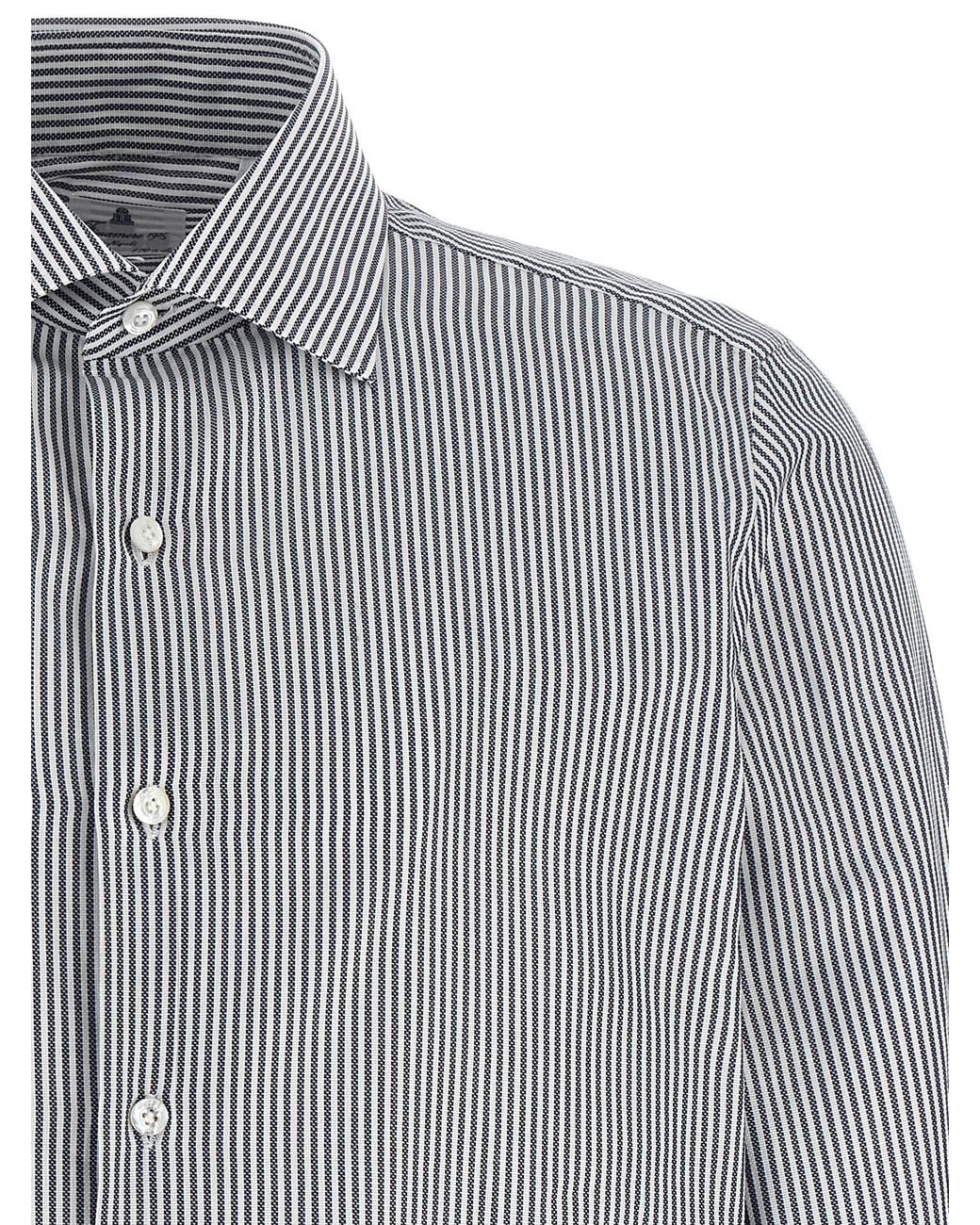 Finamore 1925 Gray Striped Shirt for men
