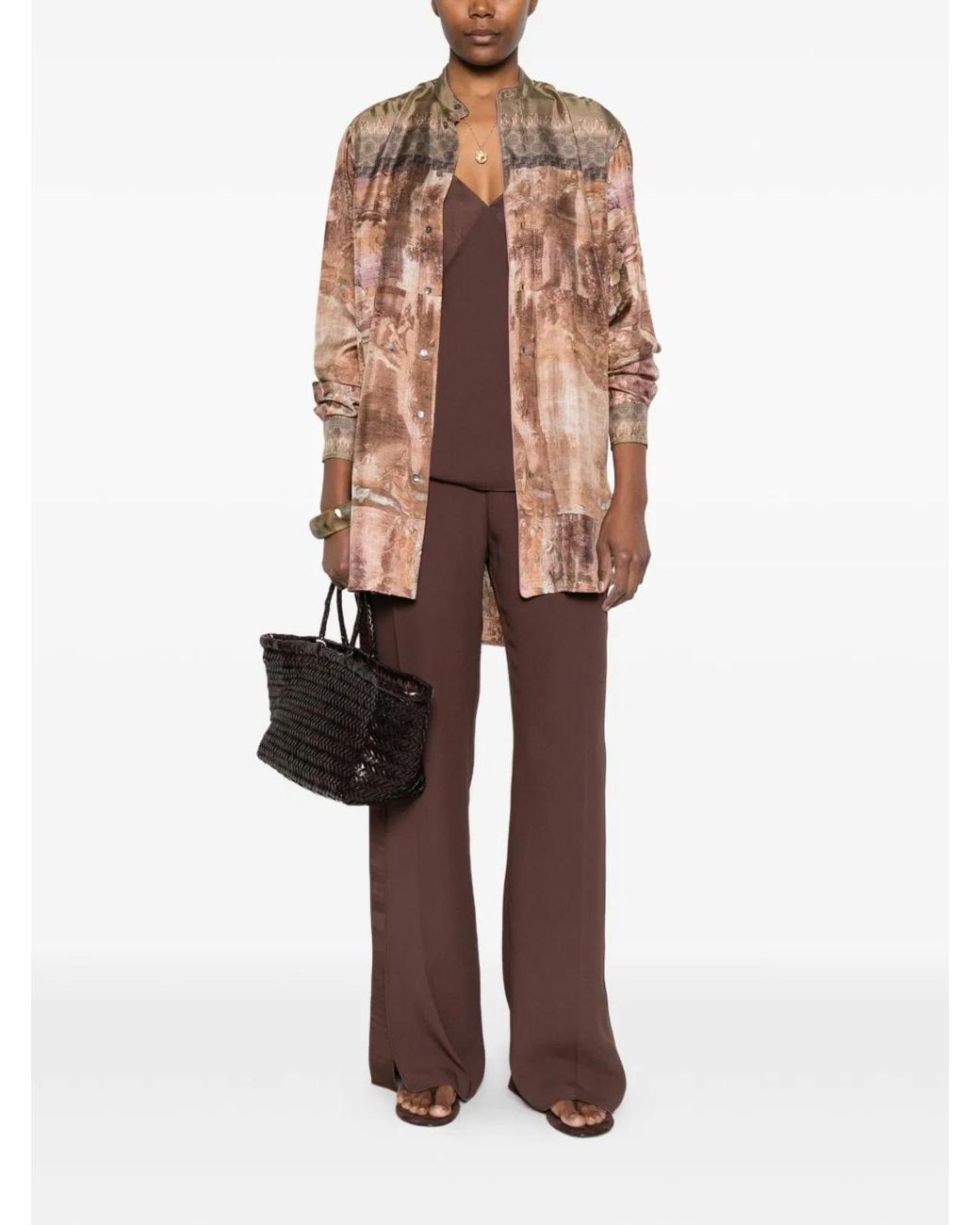 Pierre Louis Mascia Natural Printed Silk Shirt