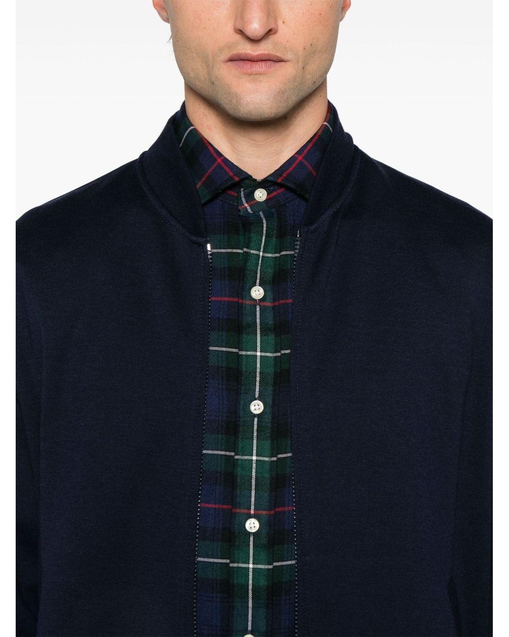 Brunello Cucinelli Blue Cotton Zip Sweatshirt for men