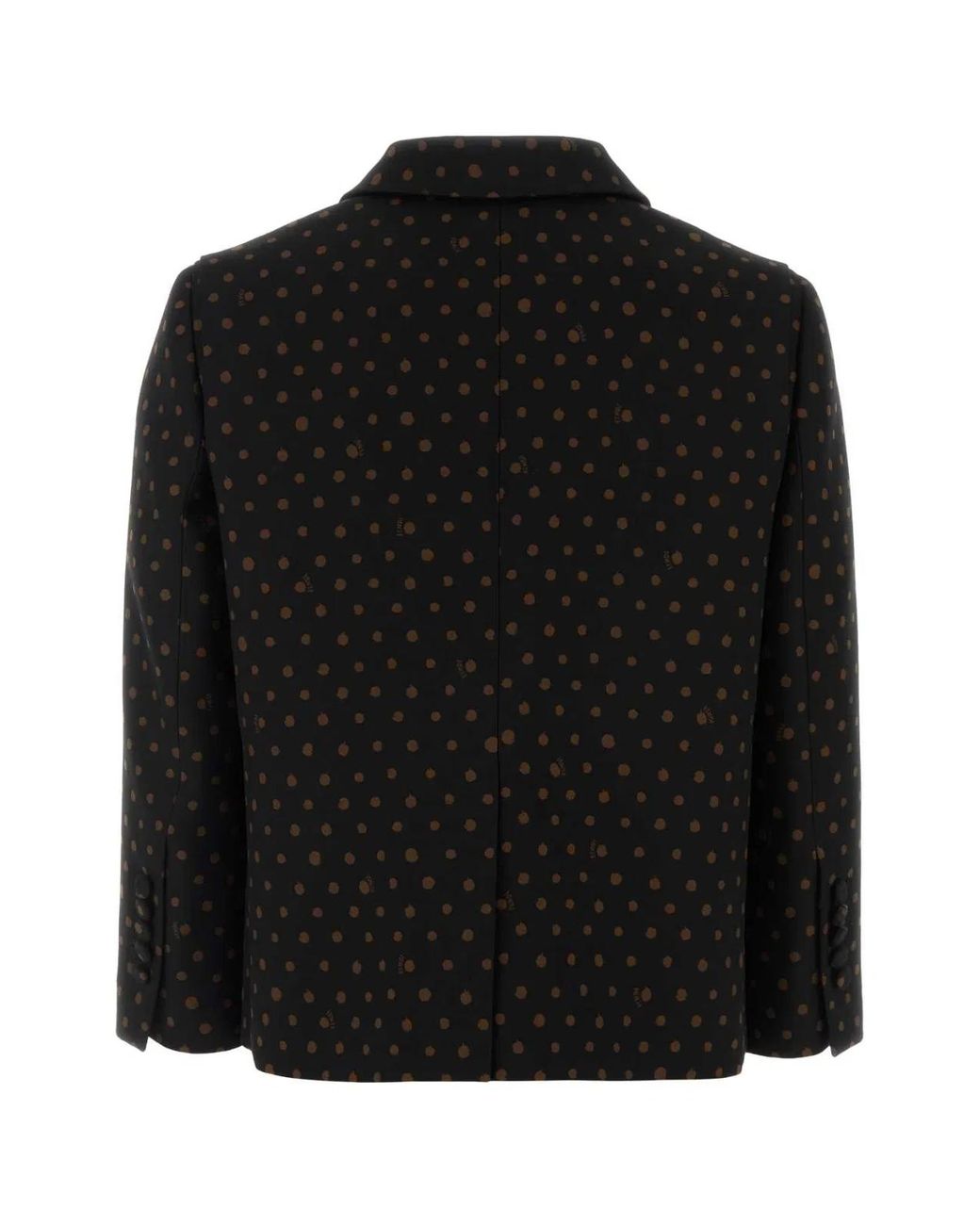 Fendi Black Printed Stretch Wool Blend Blazer