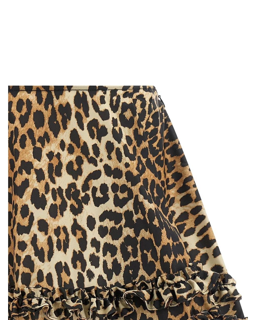 Ganni Natural 'Leopard Duchesse Nylon Mini Frill' Skirt