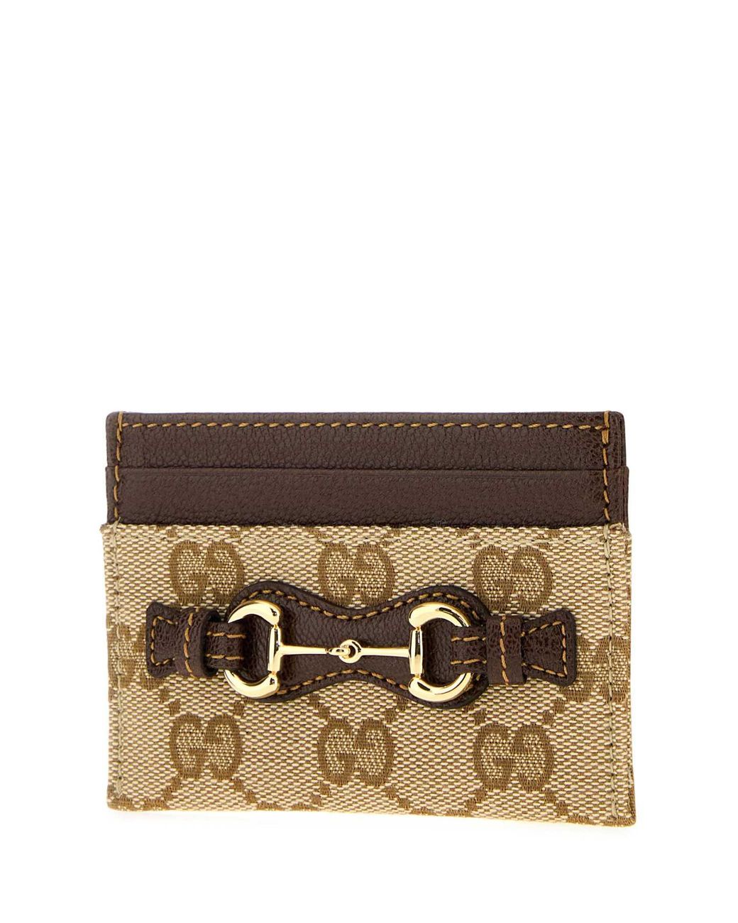 Gucci Brown Gg Fabric Card Holder
