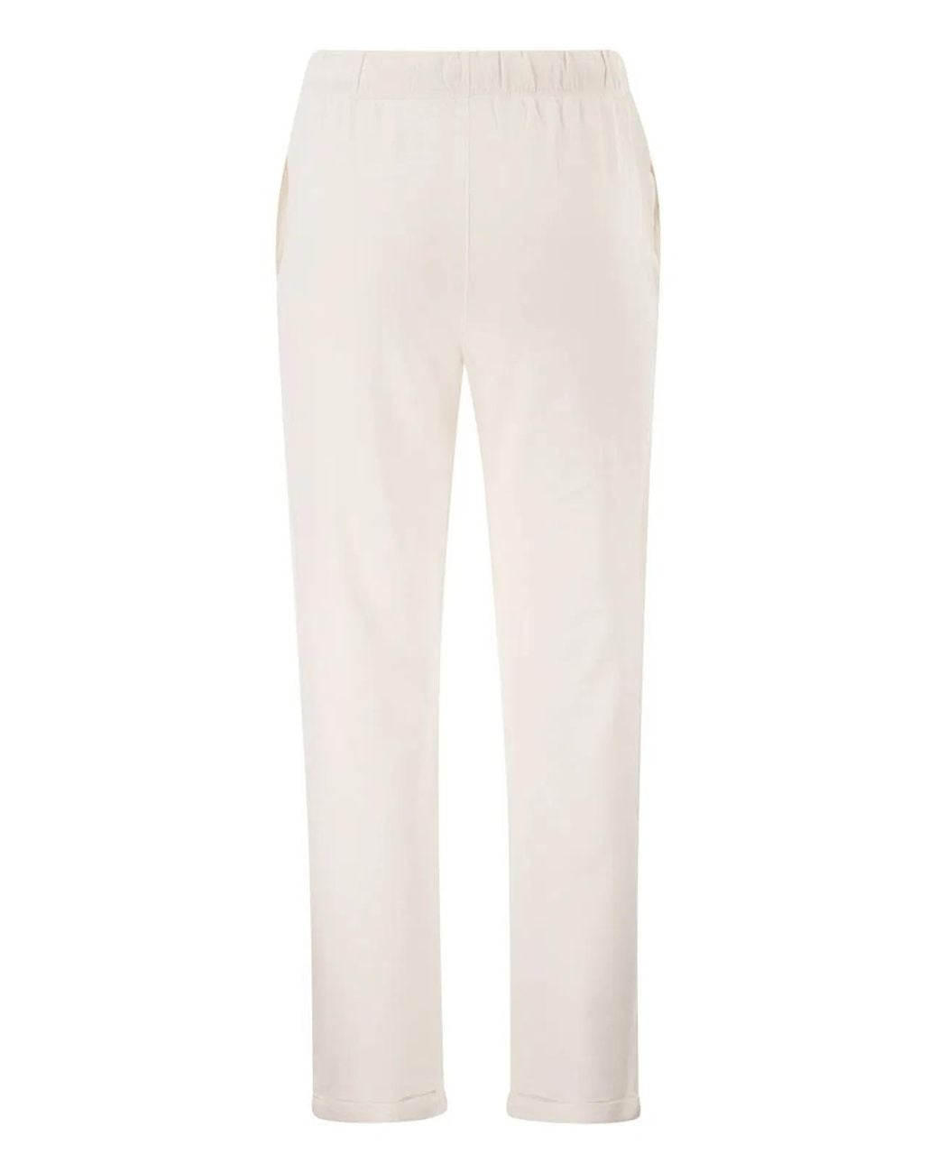Majestic White Stretch Viscose Jogger Trousers With Drawstring Waist