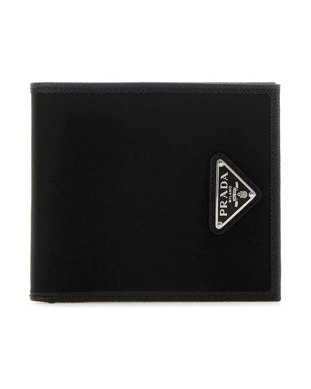 Prada Black Re-Nylon And Leather Wallet for men