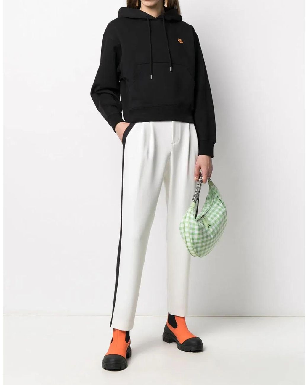 KENZO Black Boxy Hoodie With Crest Logo