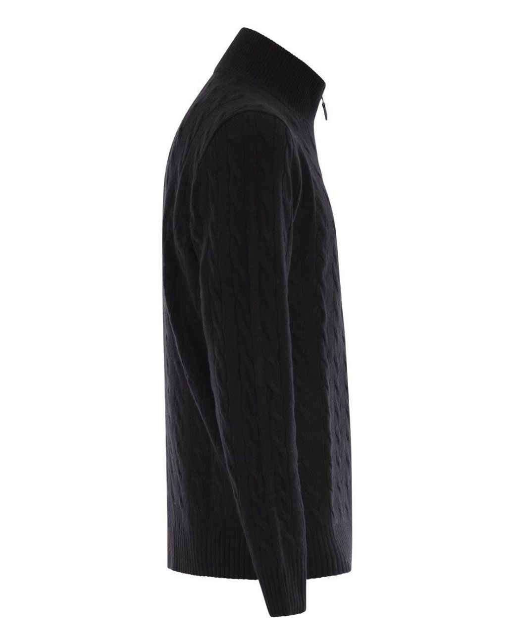 Polo Ralph Lauren Black Cable-Knit Quarter-Zip Jumper for men