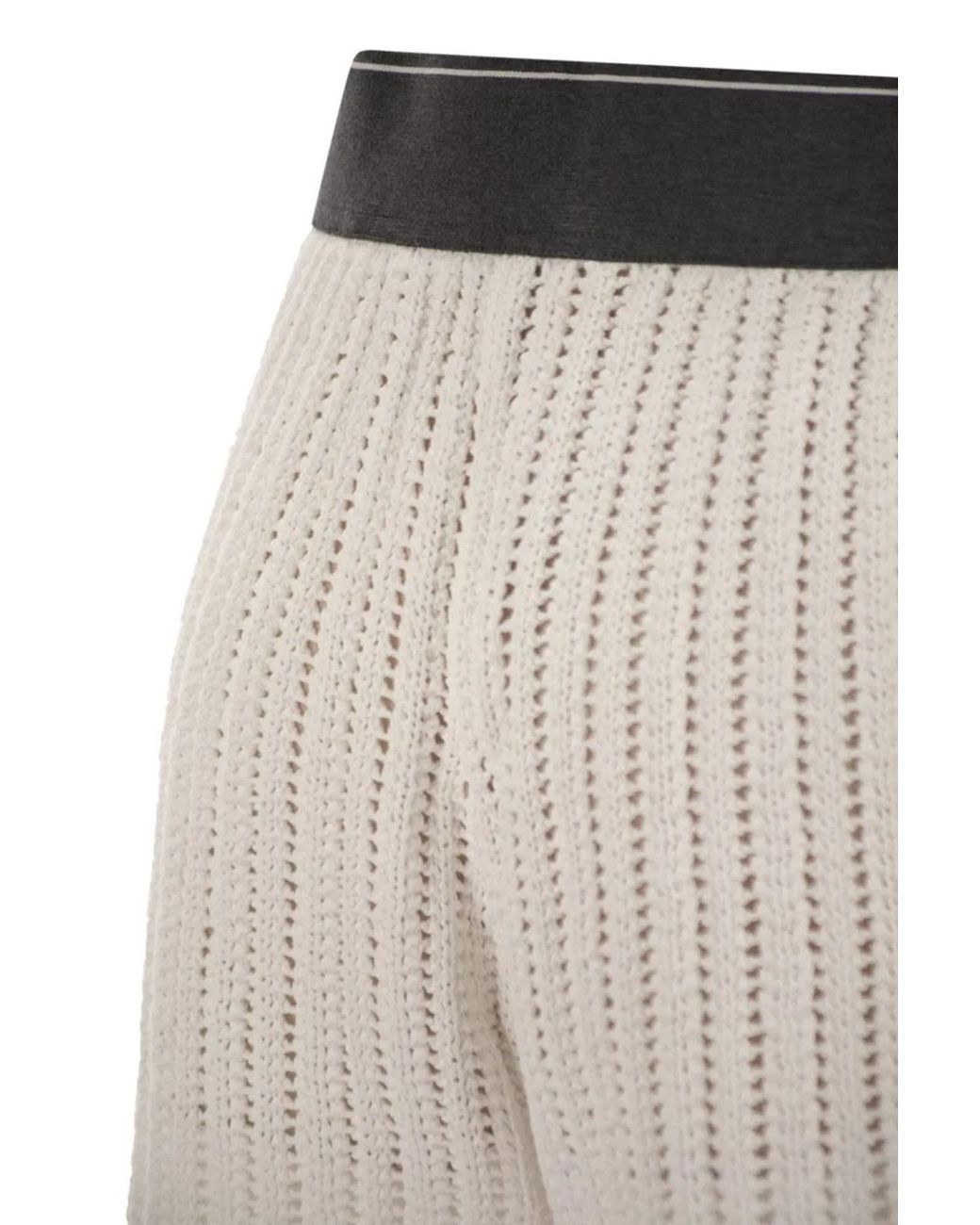 Brunello Cucinelli White Cotton Net Knit Shorts