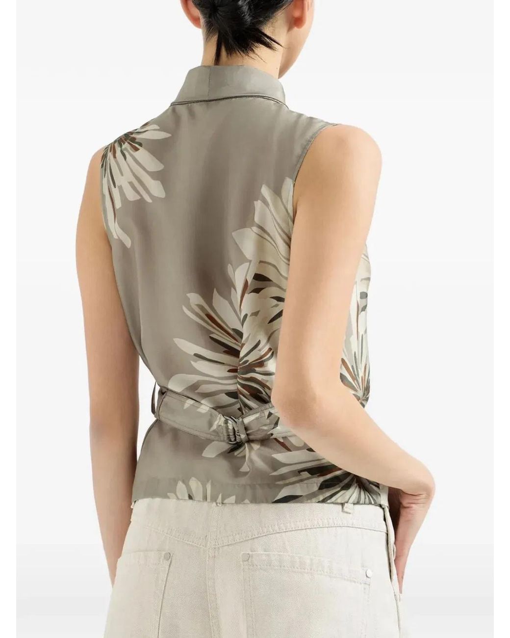 Brunello Cucinelli White C009 Silk Vest