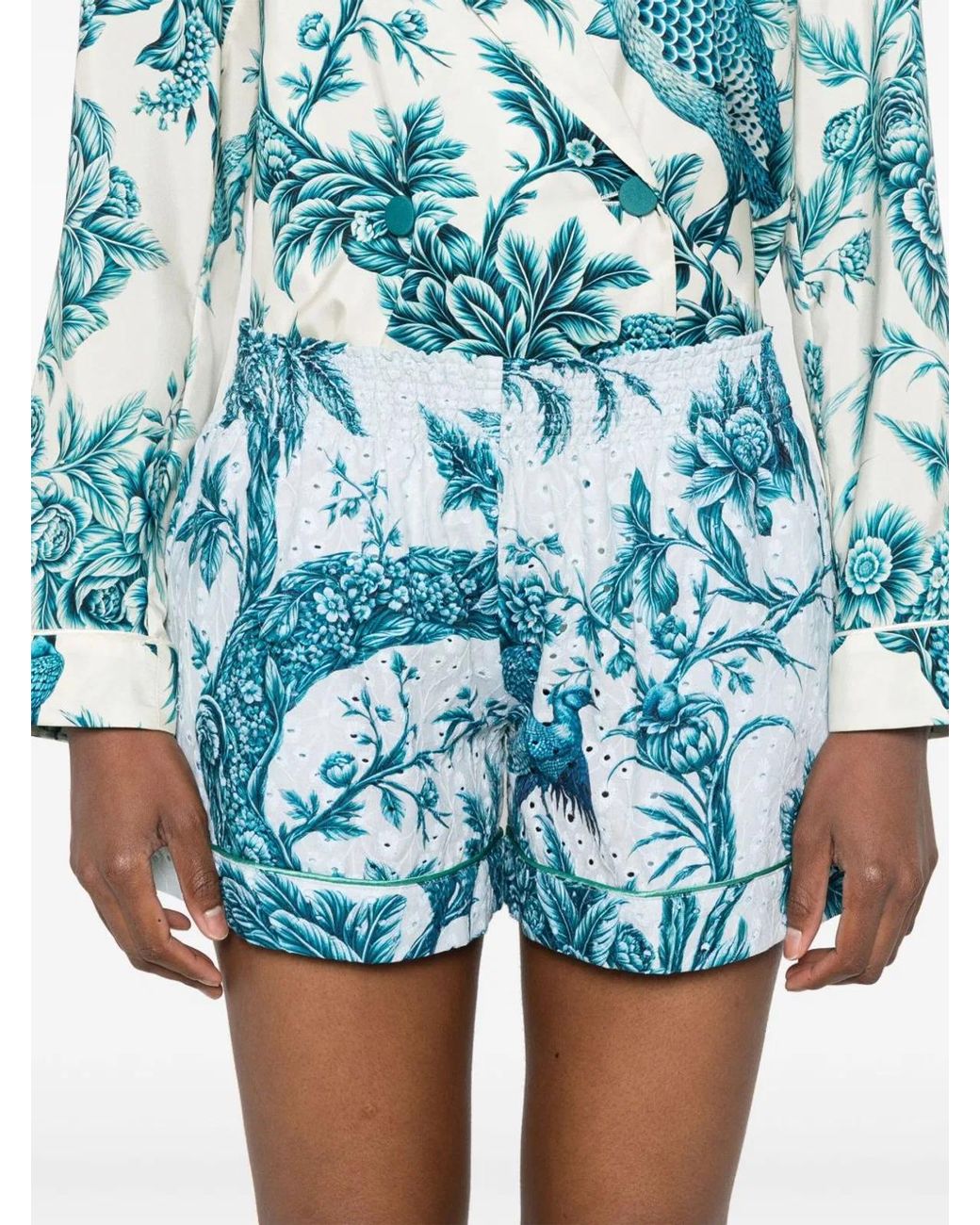 F.R.S For Restless Sleepers Blue Printed Cotton Shorts