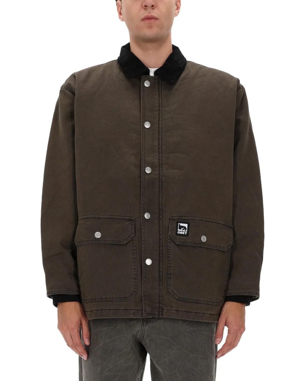 Obey Brown Cotton Sports Jacket for men