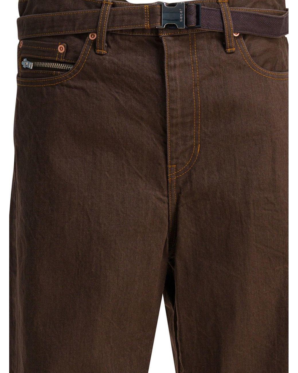 Sacai Brown Relaxed Fit Jeans for men