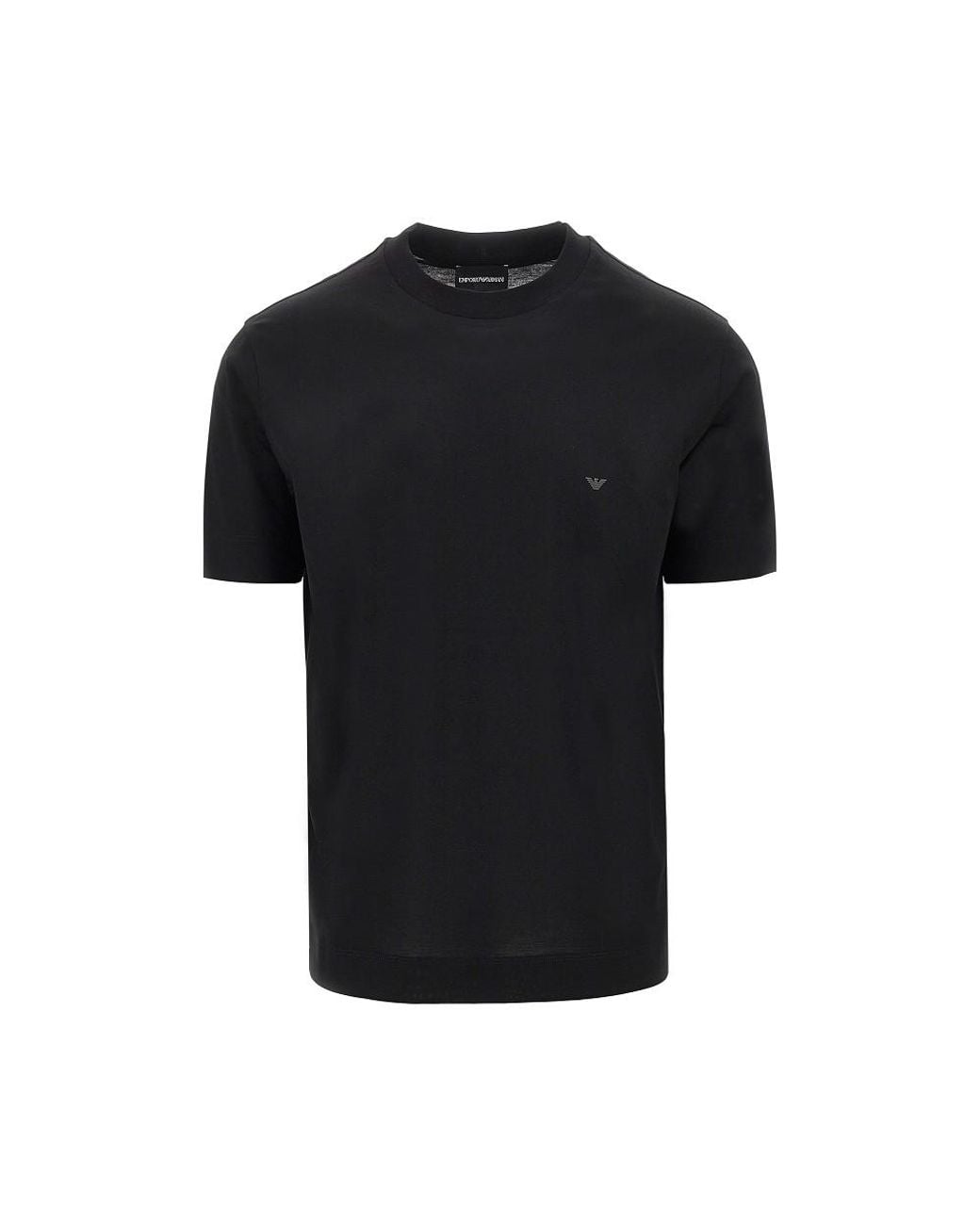 Emporio Armani Black Lyocell And Cotton Blend T-Shirt With Logo for men