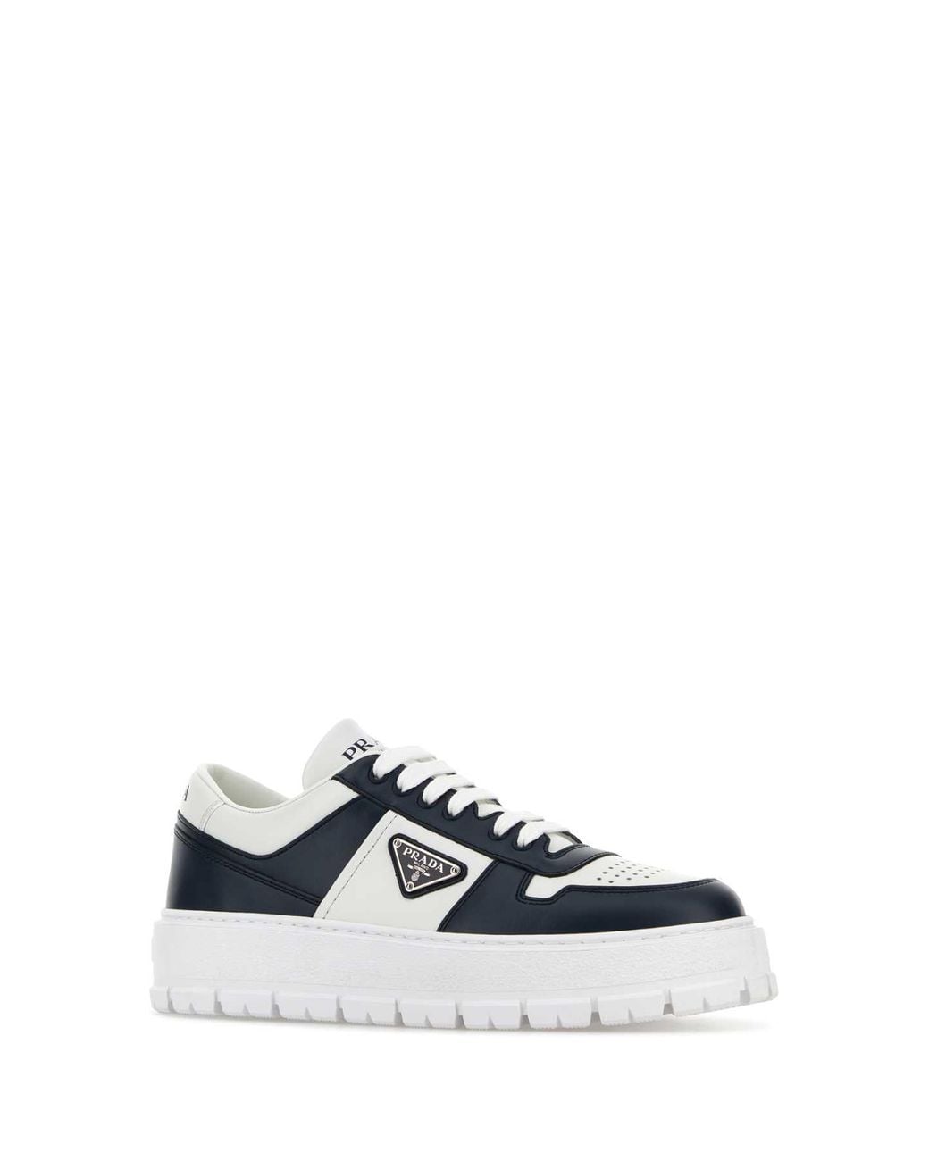 Prada White Leather Sneaker With Contrast Detailing for men