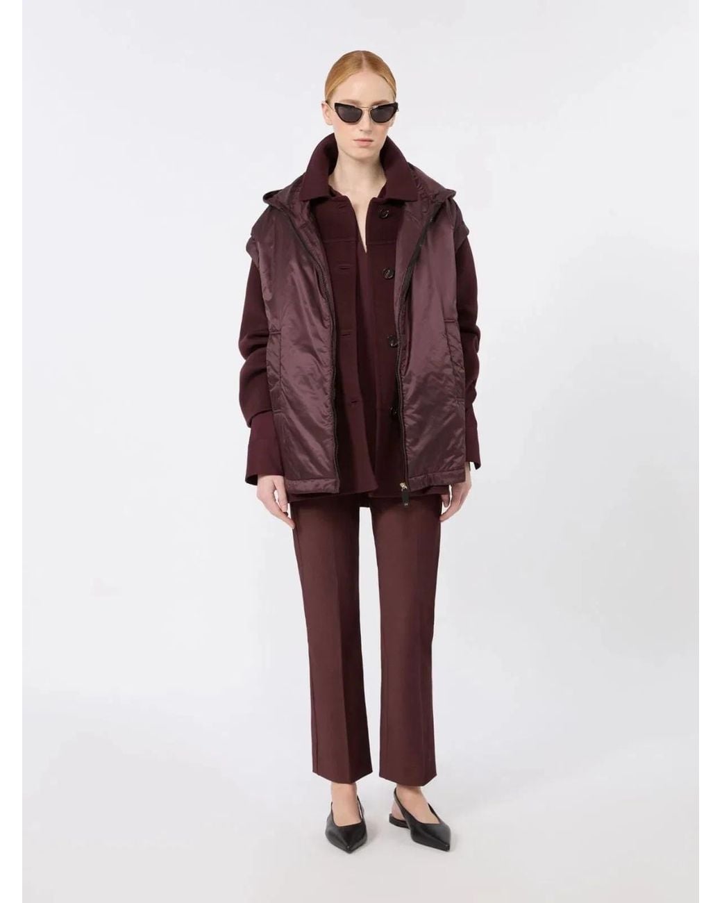 Max Mara Purple Stretch Cotton-Blend Trousers