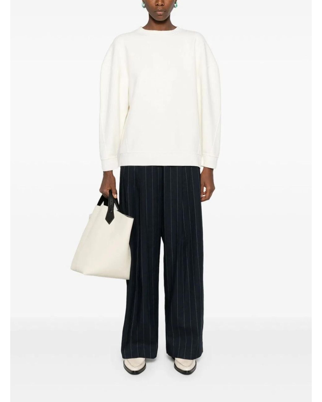 Max Mara White Wool Crewneck Sweater