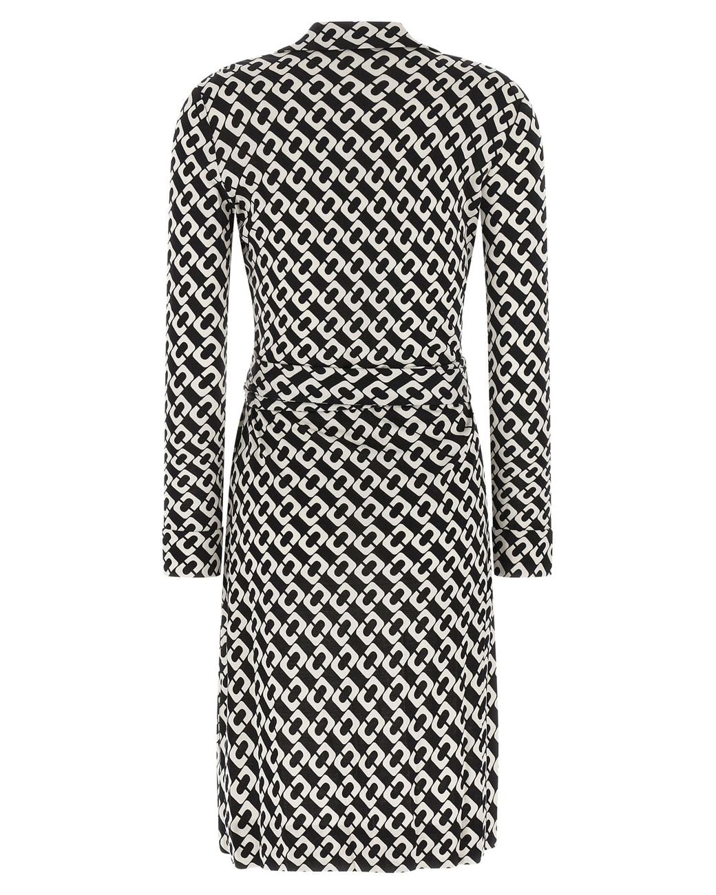 Diane von Furstenberg Black Printed 'New Jean' Dress