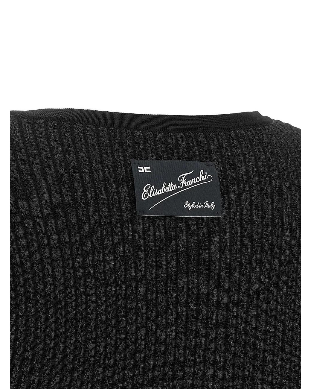Elisabetta Franchi Black Knitted Pleated Dress