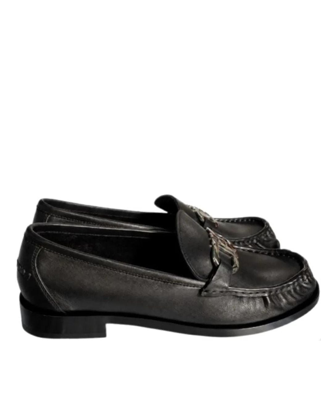 Ferragamo Black Leather Flat Shoes