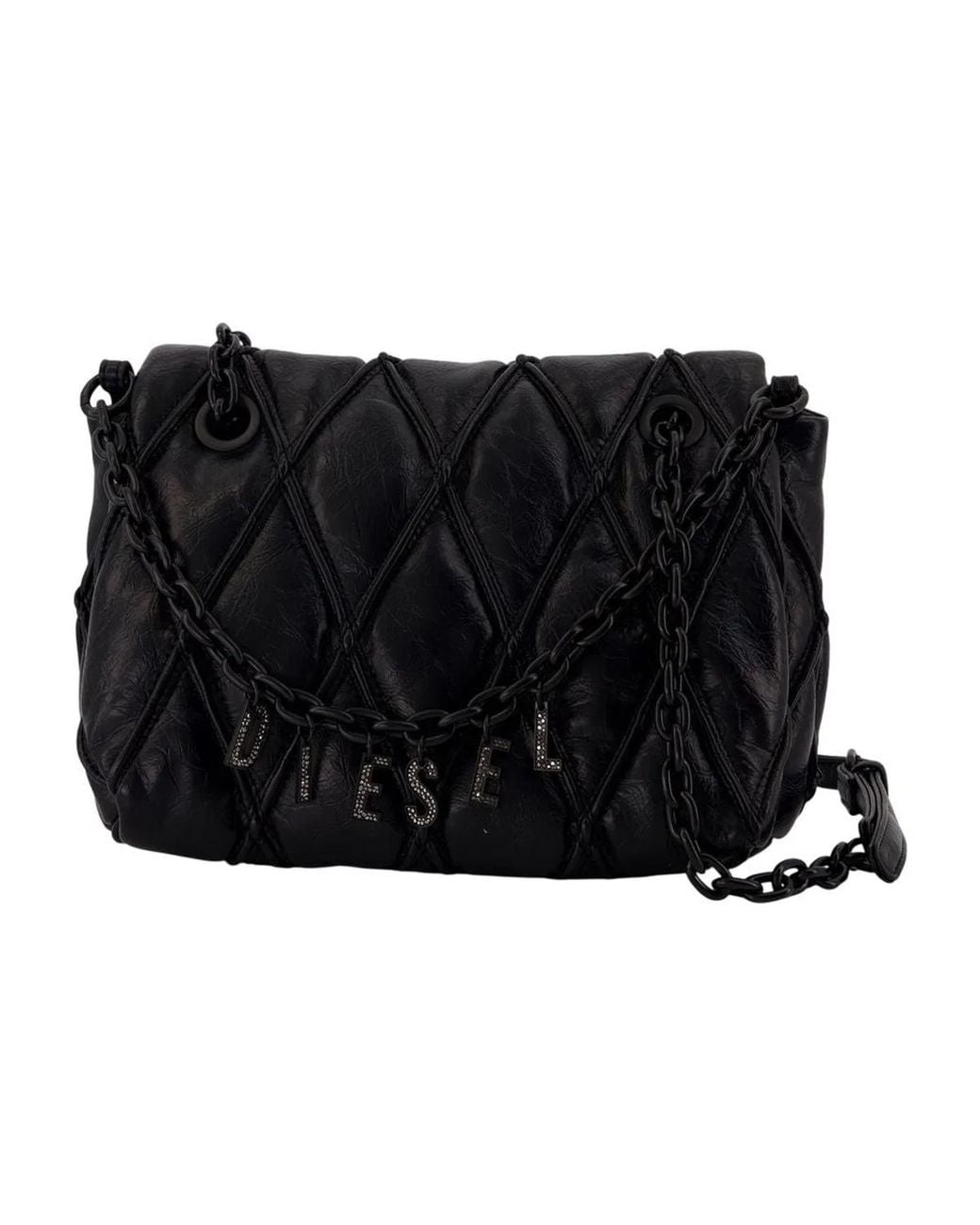 DIESEL Black Charm-D Medium Shoulder Bag