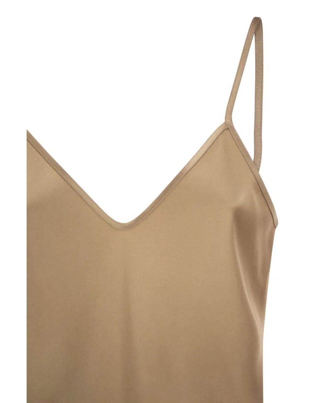 Max Mara Brown Msecomma – Fluid Satin Camisole Top With Slim Straps