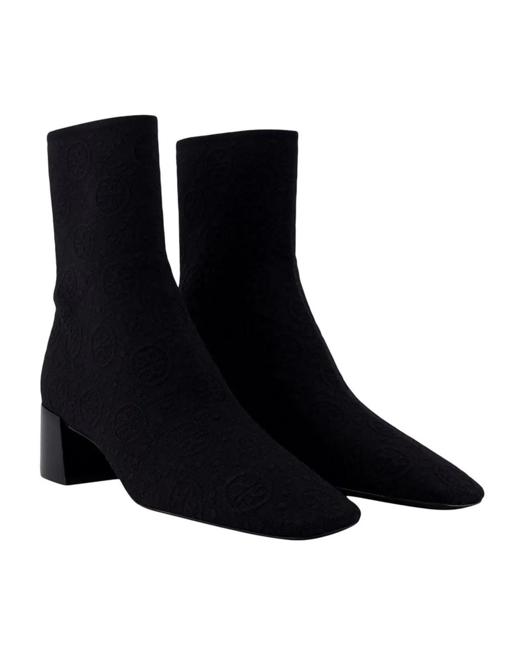 Tory Burch Black Stretch Ankle Boots