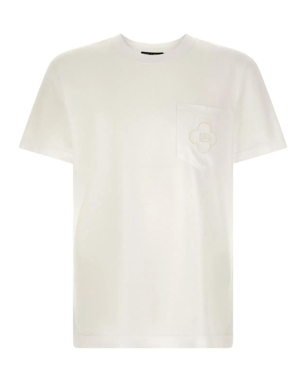 Dolce & Gabbana White Dolce & Gabbana Openwork Logo T-Shirt for men