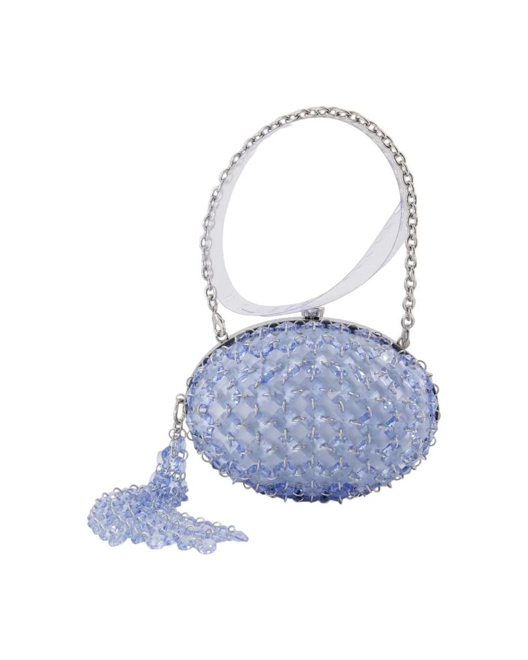 Self-Portrait Blue Self-Portrait Crystal Chain Oval Clutch