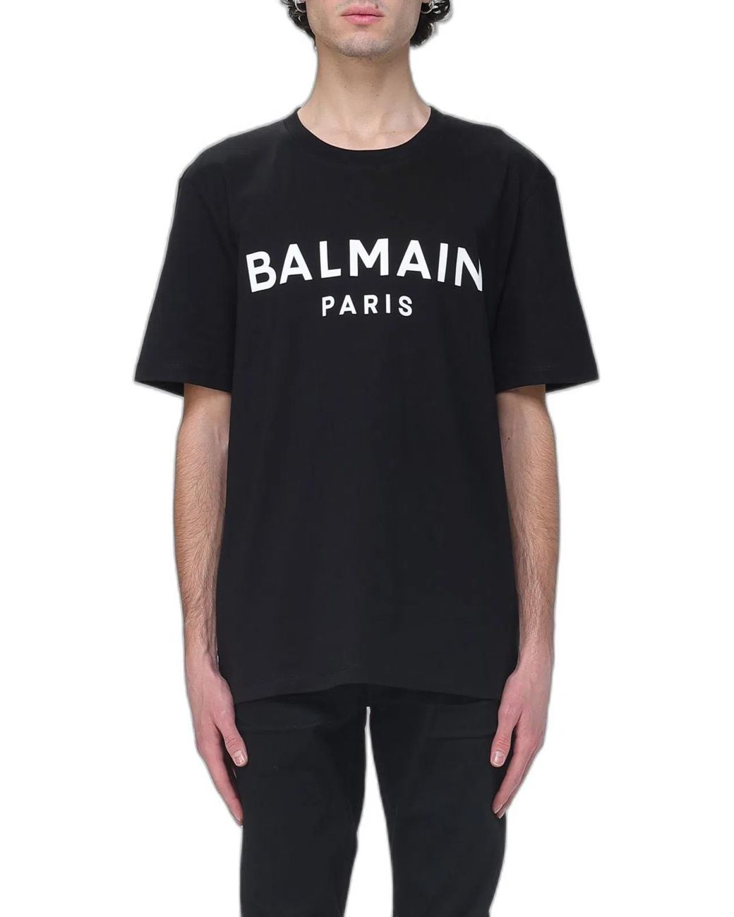Balmain Black Paris Print T-Shirt for men