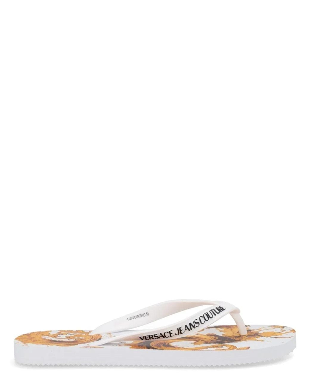 Versace Jeans Couture White Thong Sandal With Logo