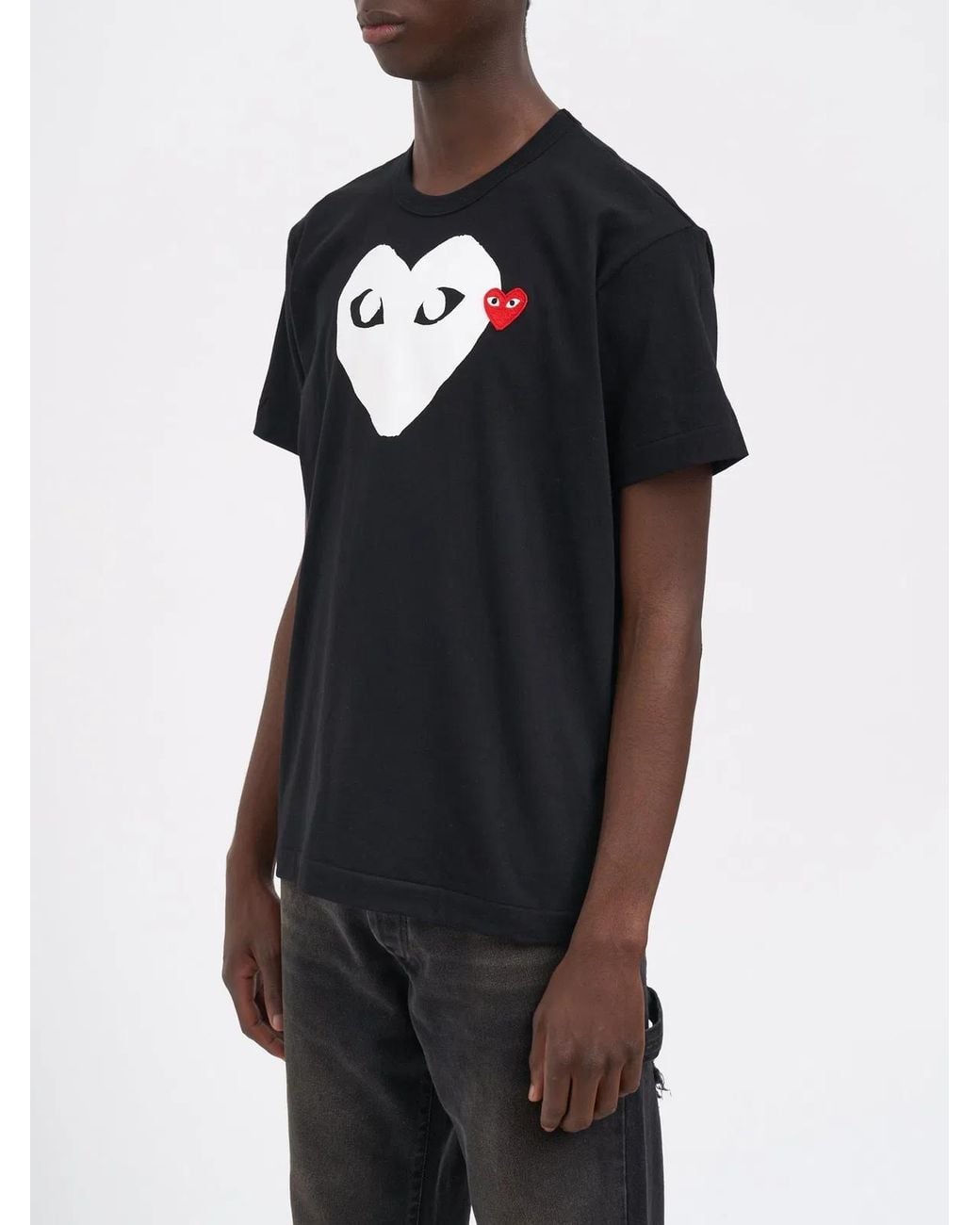 COMME DES GARÇONS PLAY Black Cotton Logo T-Shirt for men