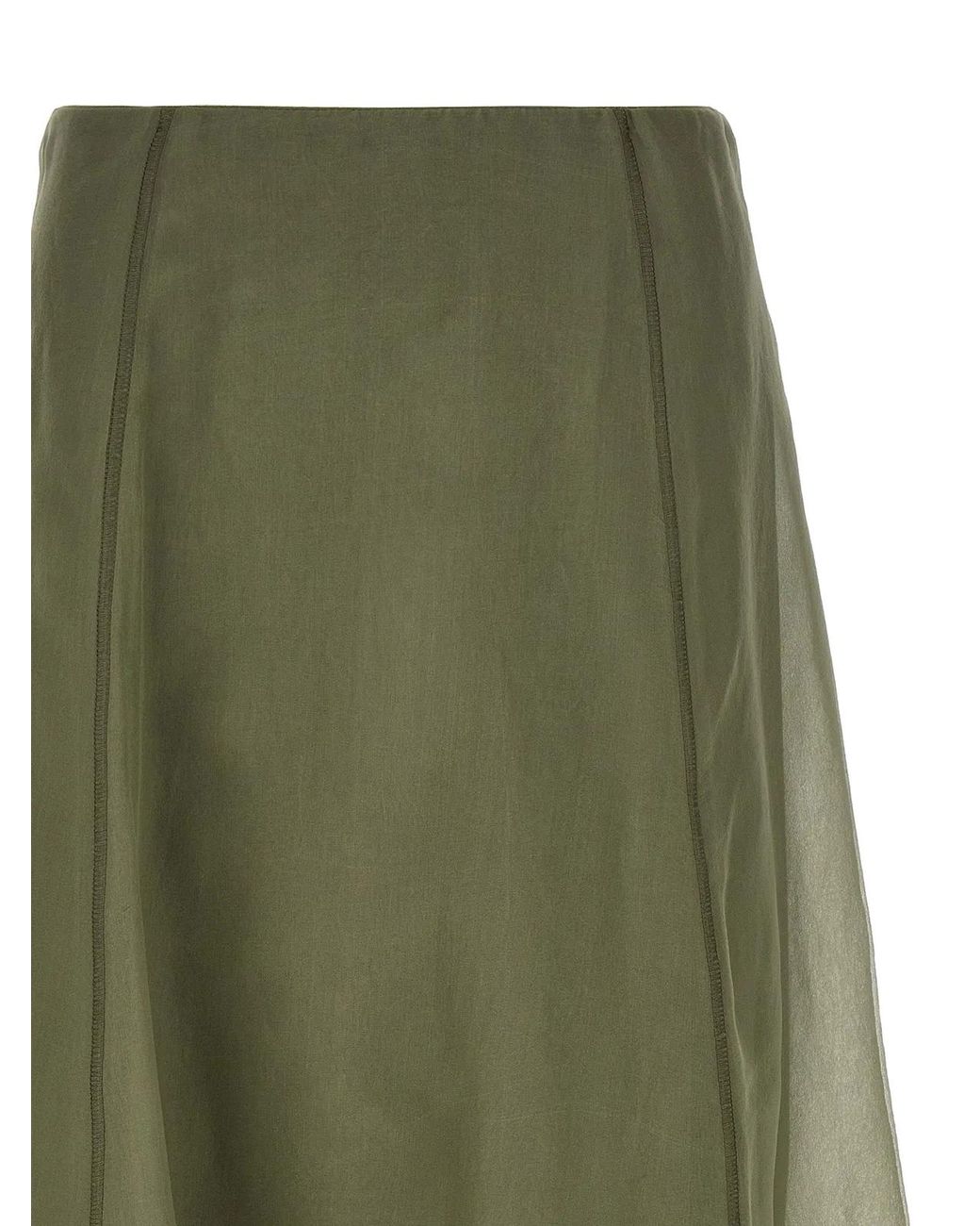 Brunello Cucinelli Green Silk Midi Skirt
